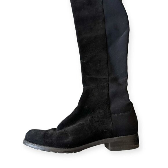 Stuart Weitzman‎ Over the Knee Black Suede/Stretch 50/50 Boots, Size 6M - Picture 13 of 15
